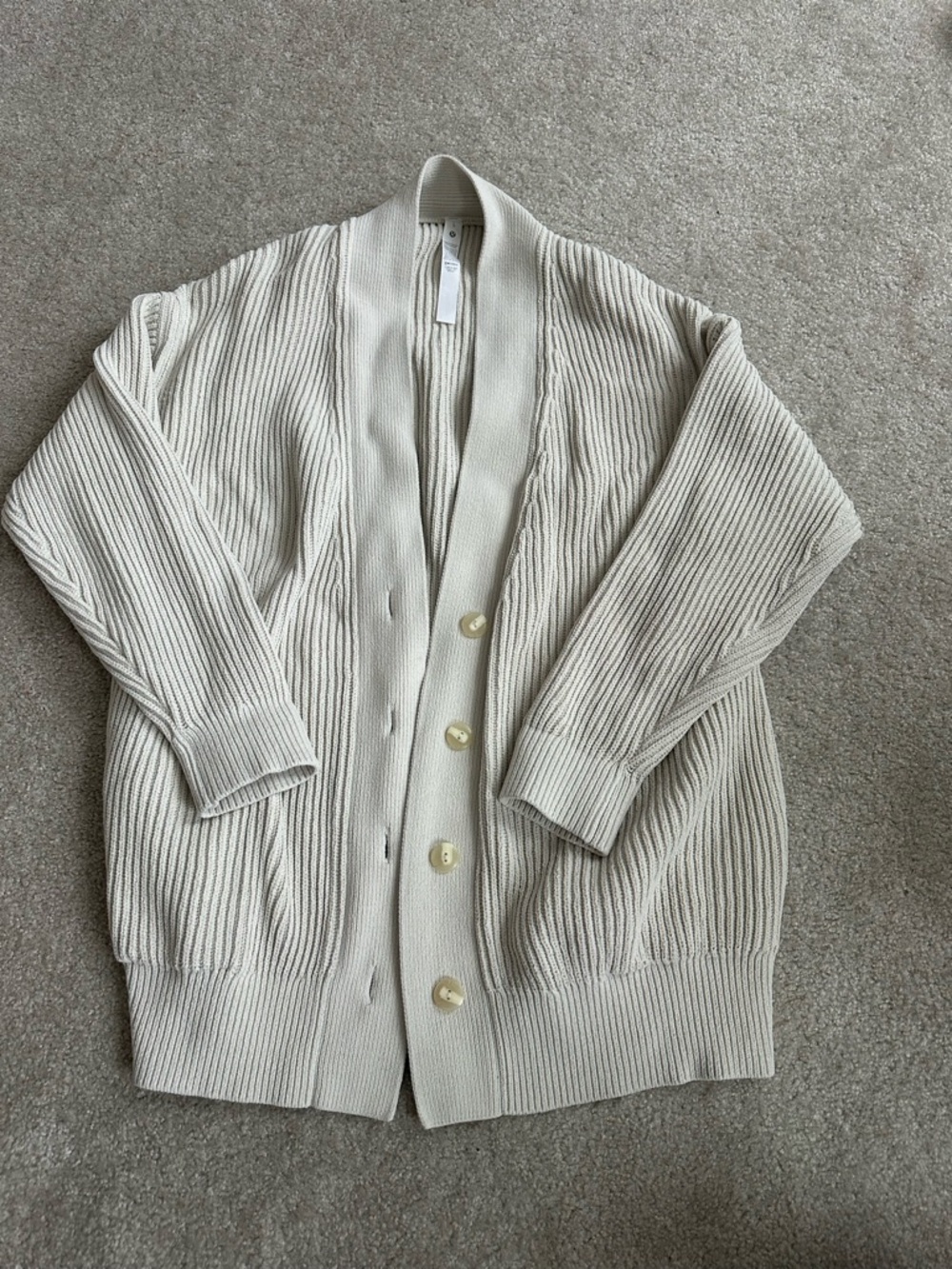 lululemon athletica Cream Ribbed Knit Cardigan